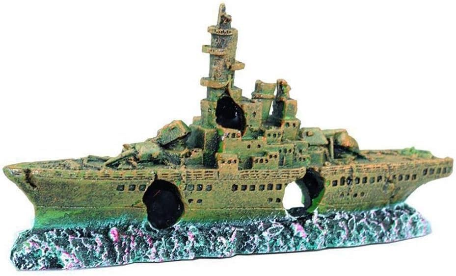 Akcesoria do akwarium, Dekoracje akwarium, dekoracje akwariowe, zagospodarowanie wraku z żywicy odpowiednie dla biznesu (kolor: zielony B, rozmiar: 23x5x11cm) (Size : Green A)