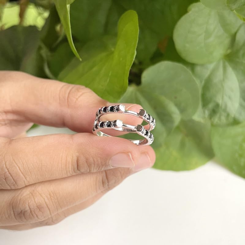 Black Diamond Enhancer Guard for Women, 14K Gold Finish Round Cut Diamond Ladies Bridal Wedding Wrap Ring