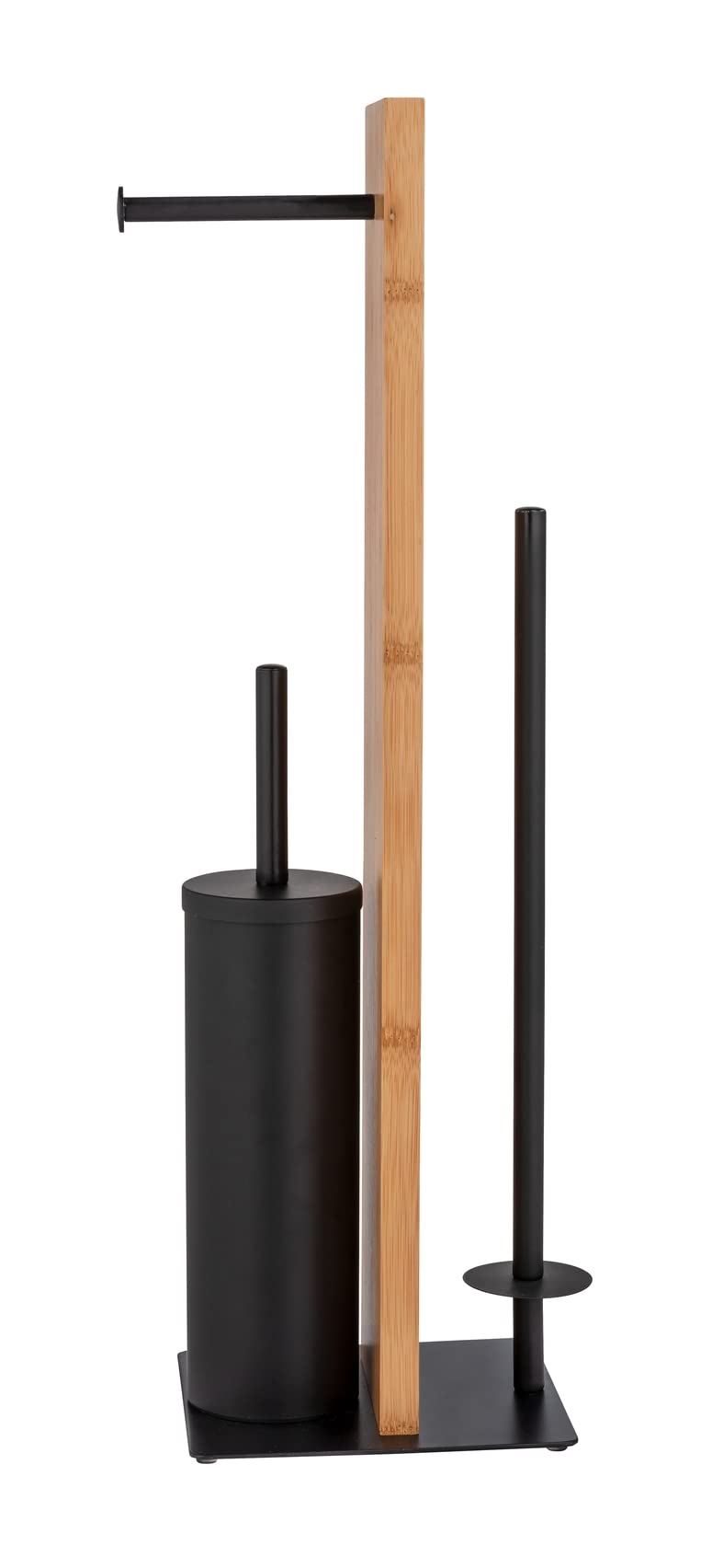 Wenko 25376100 Juego de Accesorios de Papel Higiénico Y de Repuesto Stand Lesina, Natural/Negro