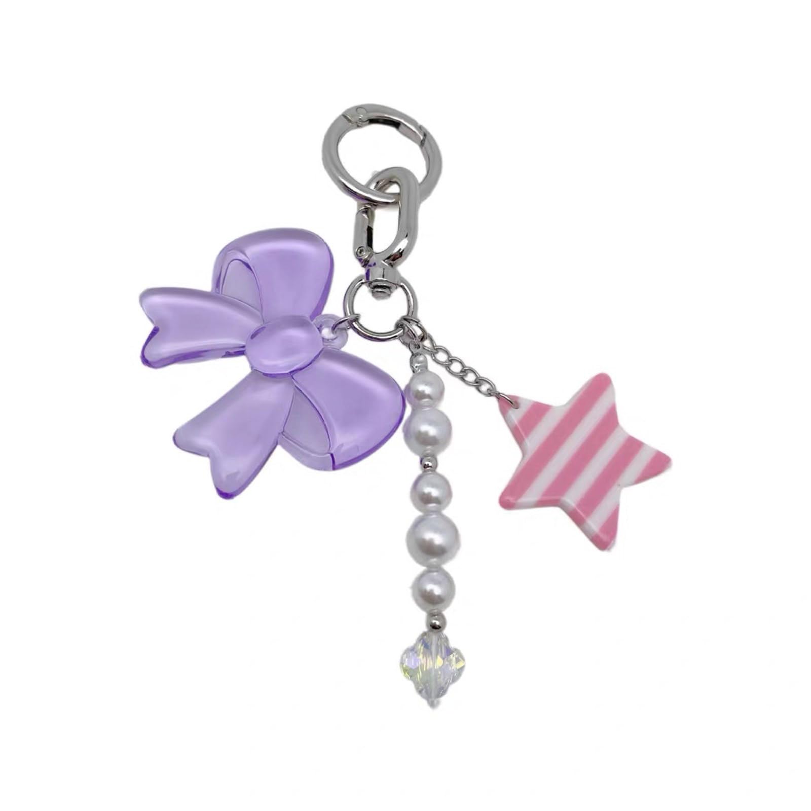 NEWFT Classical Bowknot Shaped Bag Charm Acrylic Alloy Keychain Hanging Pendant Versatile Bag Decoration For Purses And Gifts