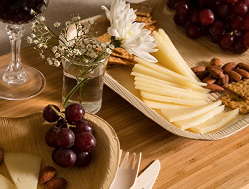 Dress Your Yum Palm Leaf Plates (20 Pcs) - 8 Inch Square & 6.5 Inch Heart (10 Of Each) - Dinner And Dessert Disposable Compostable Plates For Party #TOP4