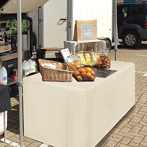 Holidayideas Fitted Table Covers For 6 Foot Tables - 72 X 30 Inch - 2 Pack Rectangle Beige Table Clothes Polyester Fabric Table Cover For Buffet Table, Parties, Holiday Dinner, Wedding, Trade Show #TOP2