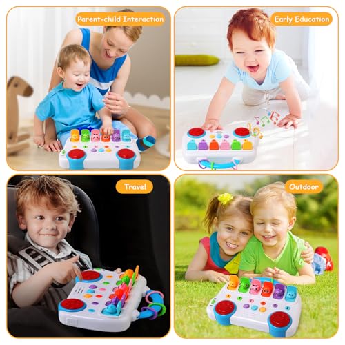BelleStyle Baby Motorikspielzeug ab 1 Jahr, Pop Up Spielzeug mit Tieren Schlüssel Musik & Licht Frühe Entwicklung Ursache und Wirkung Lernspielzeug Montessori Spielzeug für Kinder 1 2 3 Jahr