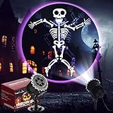 Lingvee Halloween Projector Light with 1 Film Slides Holiday LED Projector Lights Outdoor Reflectors Waterproof Landscape Decorative Rotation Lighting Movement Projection Lamp(Dance Skeleton)
