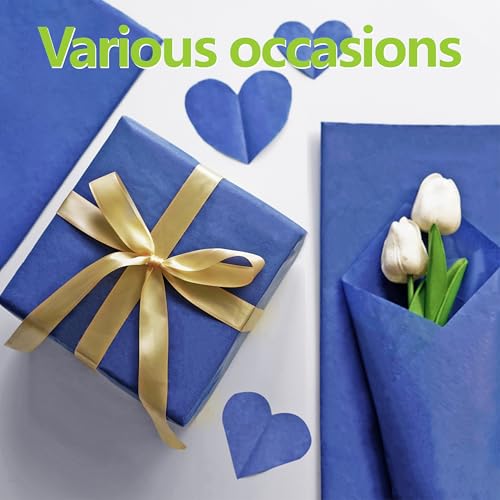 Image of Bobobag 100 Sheets Blue Tissue Paper, 20 inch x 14 inch Tissue Paper for Gift Bags, Bulk Gift Wrapping Tissue for DIY Crafts, Birthday, Christmas and Holiday Decor