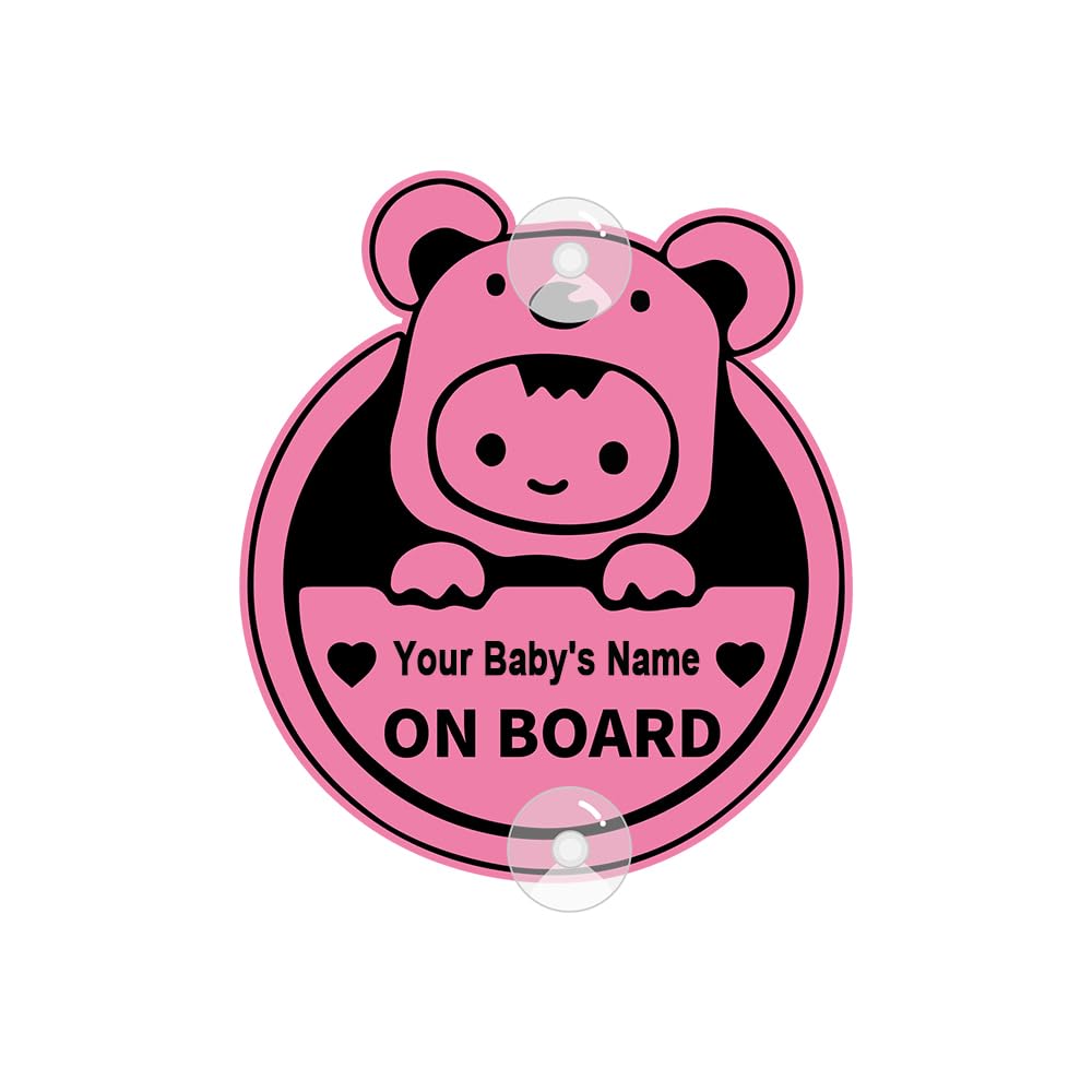 Custom Baby On Board Car Decal - PVC Window Sticker With Suction Cups, Personalize With Name