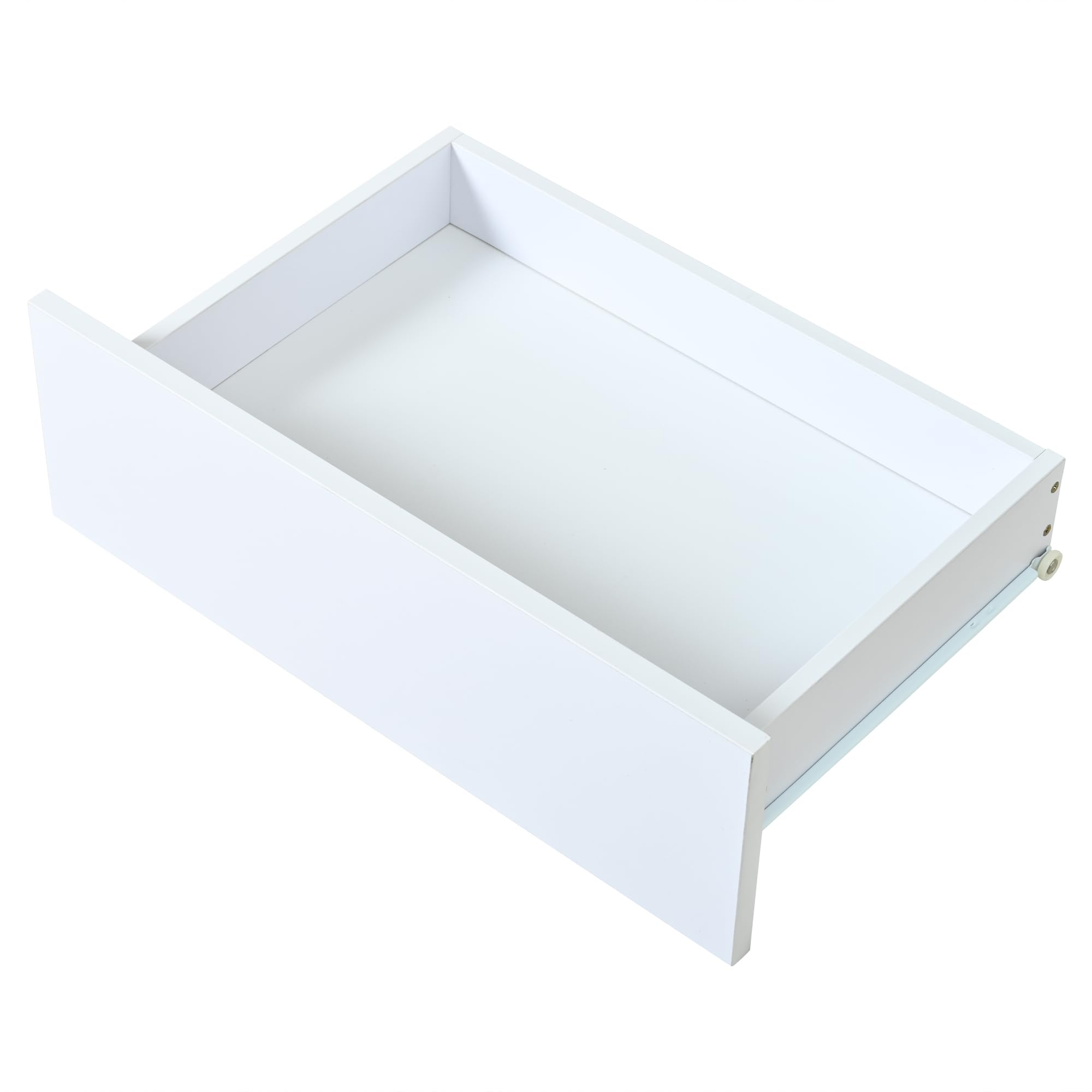 SACOOL 100 x 50 x 35 cm Mesa de centro con 2 cajones, mesa auxiliar LED de alto brillo, mesa de té, mesa de sofá, mesa de salón, mesa de café, color blanco + tono de madera, blanco, madera