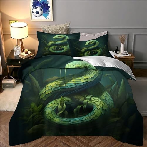 Housse de couette serpent vert hypoallergénique en microfibre douce - 6