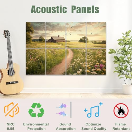 Paneles acústicos artísticos con marco, pack de 8 piezas, tamaño total 48"x32", con autoadhesivo, decoración rústica estilo granja miniatura 3