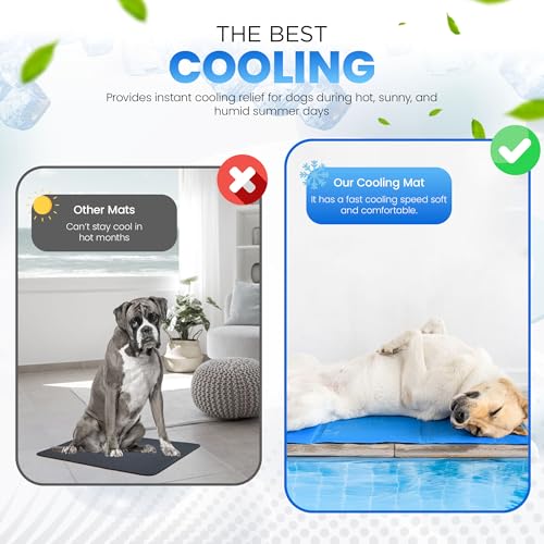 Large Dog Cooling Mat 90x50cm, Pressure Activated Non-Toxic Gel Pad for Pets, Self-Cooling Car Travel Mat, Scratch Resistant Puppy Cooling Mat, Foldable & Reusable Pet Crate Insert - No Water Needed - Image 6