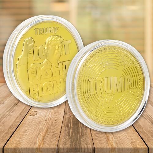 Trump Meme Coin, President Donald J. Trump Challenge Coin, Gold Blockchain Cryptocurrency in Protective Collectable Gift, Collectible Currency Coins for Trump Supporters