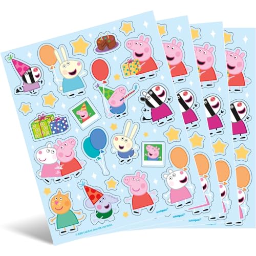 Peppa Pig Plastic Sticker Sheets - (4 Pack) | Decorative High-Quality & Adorable Stickers for Kids Perfect for Gifts and Art Projects