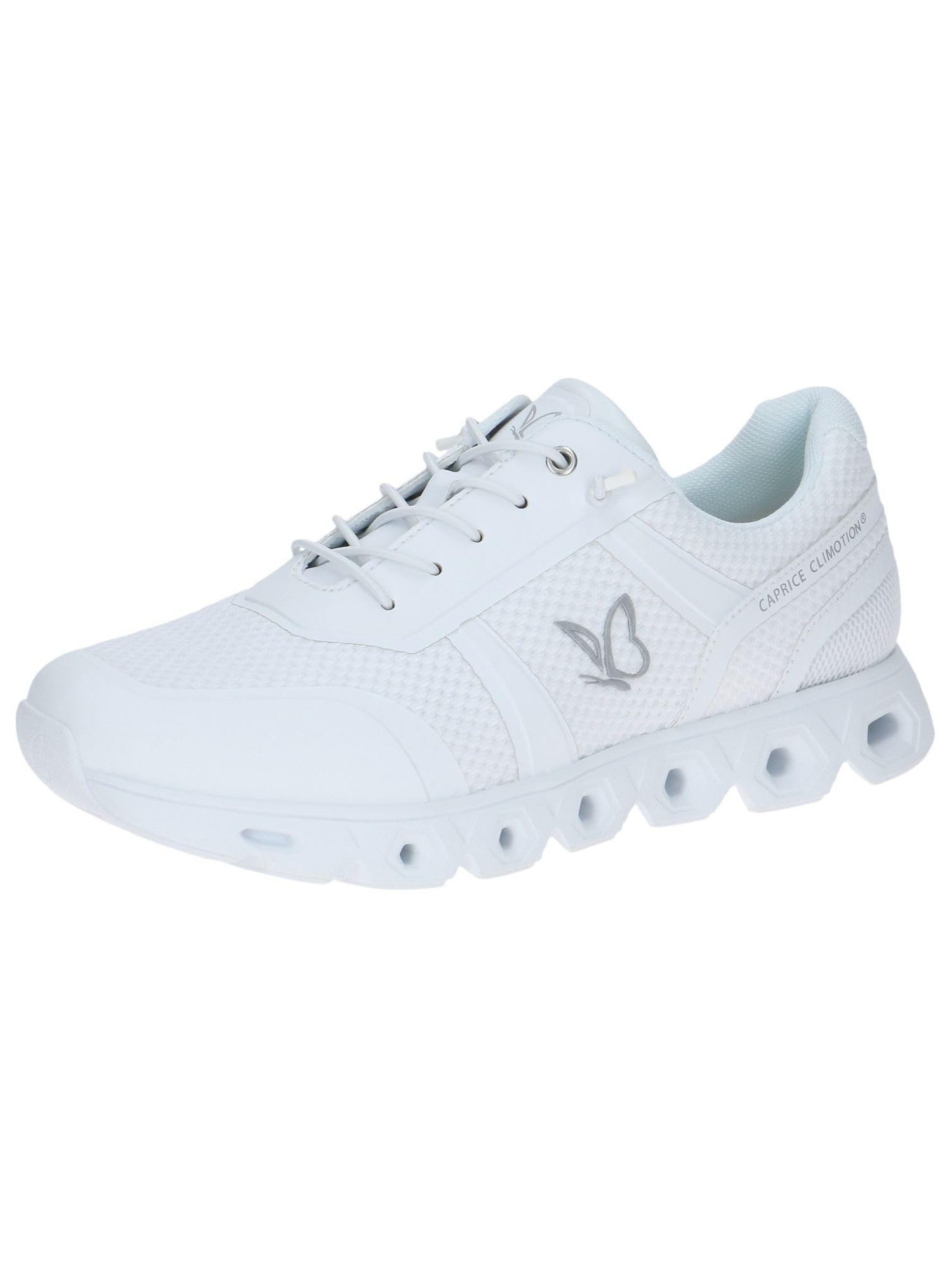 CAPRICE Women's Flat Sneakers with Laces Vegan, White (White Comb), 6.5 UK