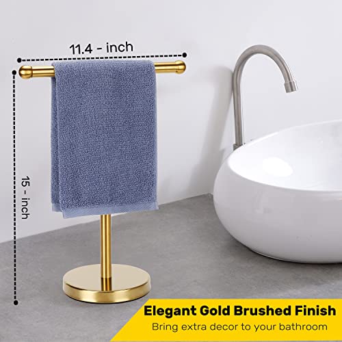 Hand Towel Holder Gold, Hand Towel Rack Stand with Heavy Weighted Base, Countertop Hand Towel Holder Stand for Bathroom，SUS304 Stainless Steel (Gold) by WAYDELI - Used condition - Image 3