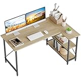 Bestier L-förmiger Schreibtisch mit Regalen, kleiner Eckschreibtisch 140 cm, wendbarer Computertisch, Schreibtisch mit Bücherregal, für Zuhause, Büro, kleiner Raum