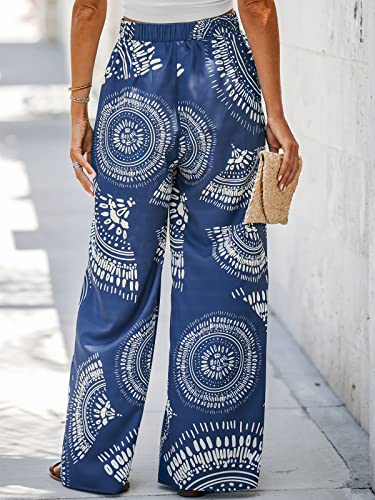 CUPSHE Women's Print High Waist Pants Blue Shorts with Wide Leg3
