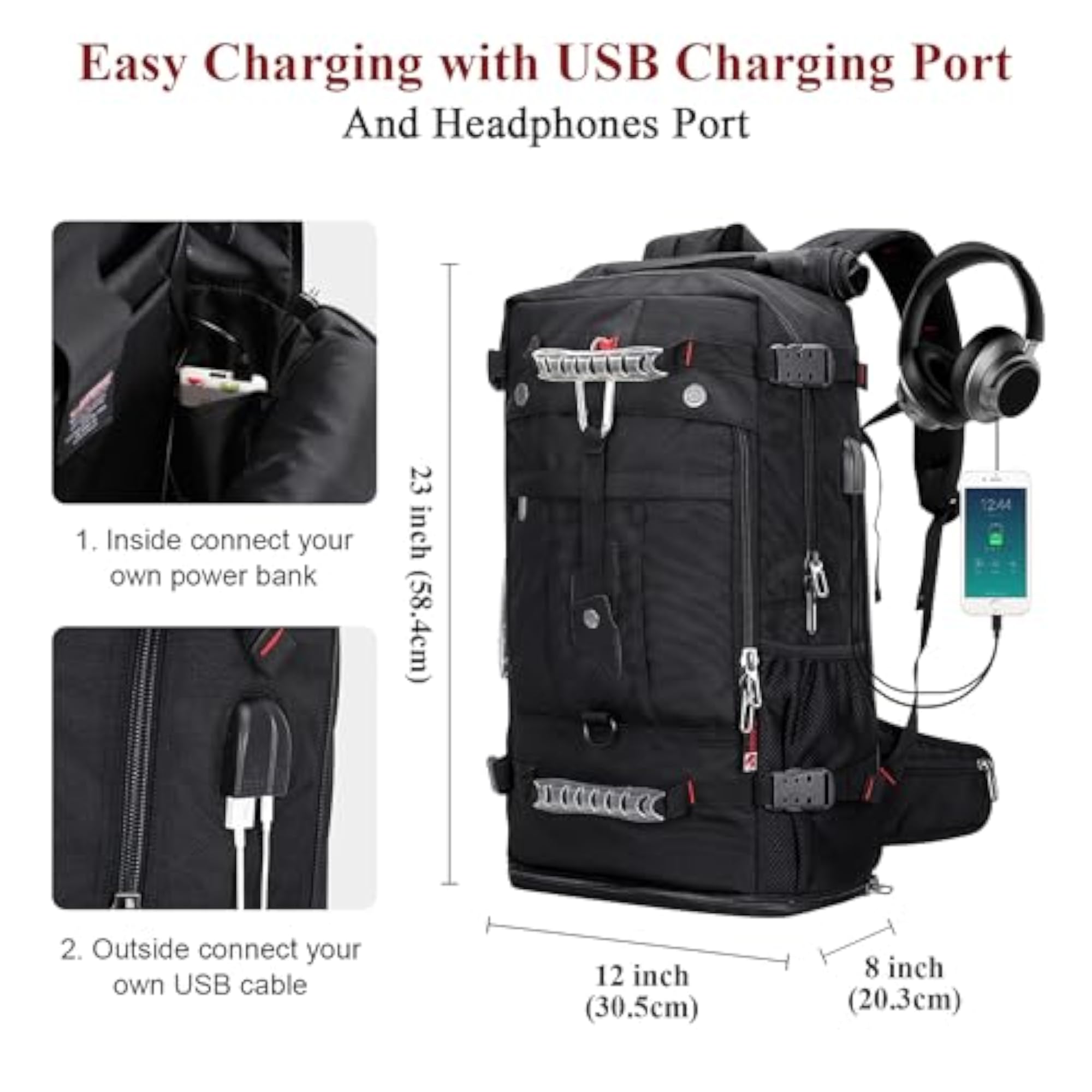 Travel Backpack for Men, Convertible Carry On Luggage
