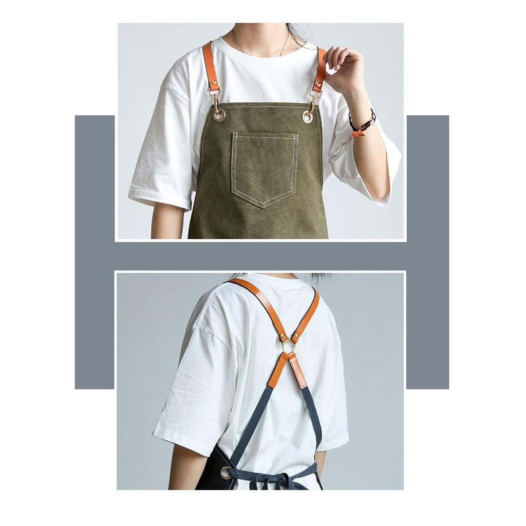 Delantal de Cocinero Delantal vaquero de lona, ​​manicura y peluquería personalizada, jardinería, tienda de té con leche, barista, ropa de trabajo de peluquero Delantales para Cocinar