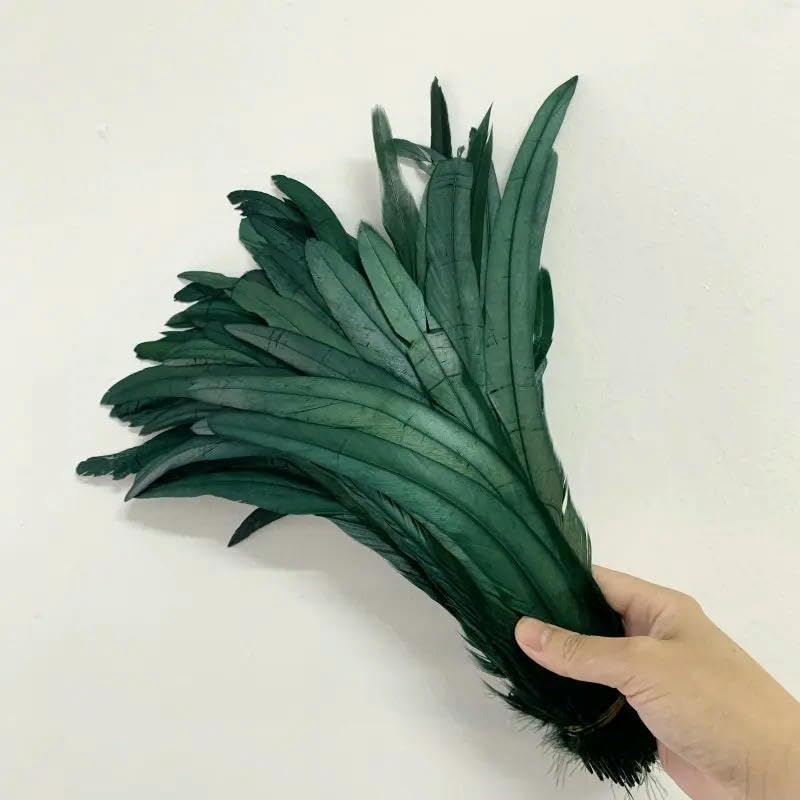 Plumes de queue de coq naturelles (lot de 100), 25-45 cm, rose et rouge, pour la décoration de vêtements, bijoux et spectacles (fêtes, spectacles, etc.) - Violet (40-45 cm).