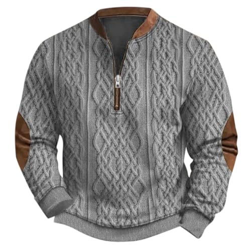 Sweat-shirt à demi-zip pour homme coupe décontractée en polaire col montant style imprimé 3D