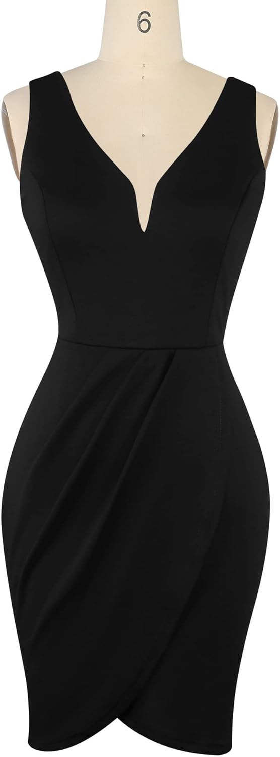 oxiuly Women's Wrap V Neck Bodycon Ruched Cocktail Party Dress Chic Church Wedding Club Pencil Dresses OX345 - Image 3