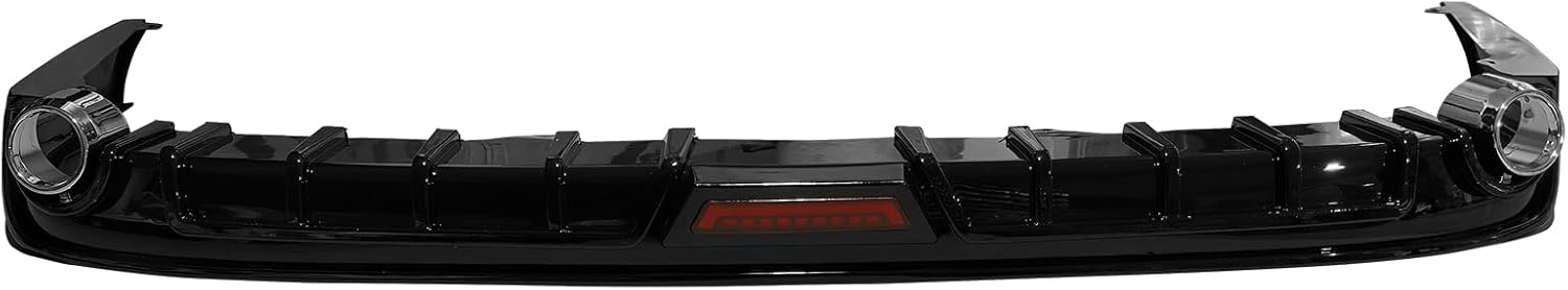 IKON MOTORSPORTS Rear Diffuser w/LED Brack Light, Compatible with 2023-2025 Honda Accord, IK Style Gloss Black PP Shark Fin Rear Bumper Valance Spoiler, Air Dam Chin Splitter Molding 3PCS