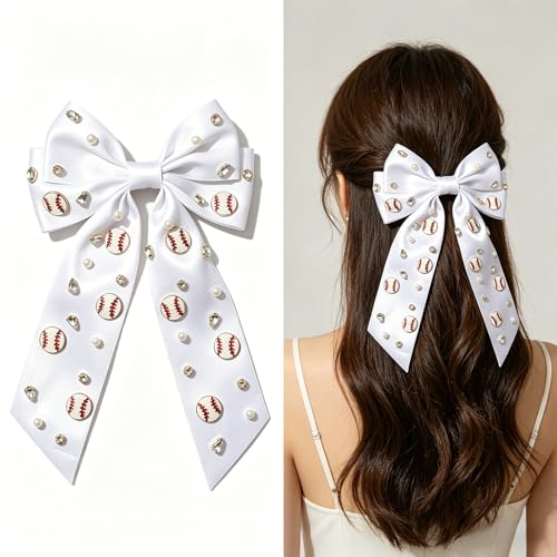 Pinza para el cabello con lazo deportivo de bisbol miniatura 1