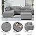JINS&VICO Modern Sectional Sofa with Reversible Chaise, L Shaped Corner Couch Set with Storage Ottoman and Two Cup Holders for Living Room Apartment, Gray