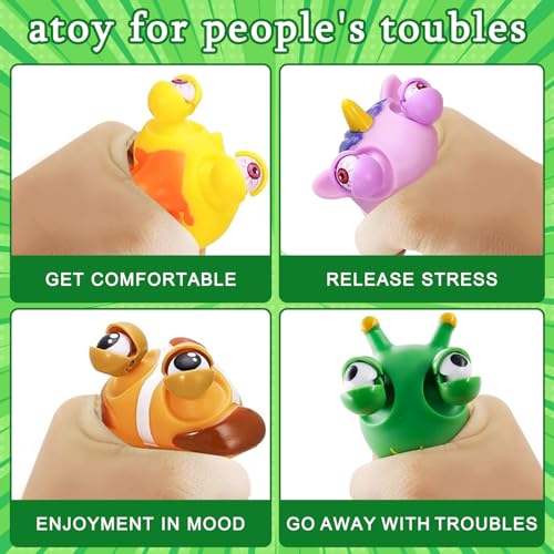 TECHEEL Squeeze Spielzeug 4 Stück Anti Stress Spielzeug Popping Out Eyes Squeeze Toys Stress Squeeze Spielzeug Pinch-Spielzeug Augen Out Stressbälle für Kinder Erwachsene Angst Stressabbau Stressball