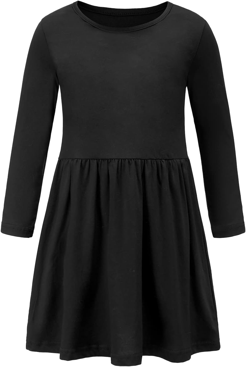 Aisyee Girls Long Sleeve Dress Cotton Casual Dresses Twirly A-line Skater Dress for School Party 2-14 Years