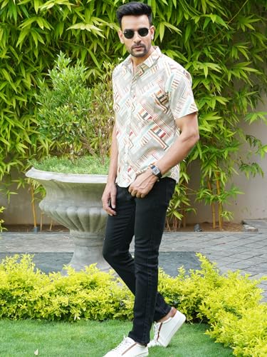 Image of Men's Multicolor Cotton Checked Casual Printed Shirt