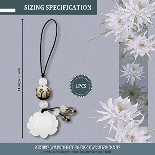 Yolufer Cell Phone Strap Jade Lotus Flower Charm Beads Cell Phone Strap Hanging Lucky Charm Afghan White Jade Lotus Decoration Portable Hanging Lanyard For Men Women Outdoor Work #TOP1