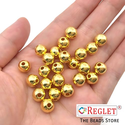 Image of 350 Pcs Golden Pearl Beads for Jewellery Making Kit | Bead Bracelet Making for Women Girls Kids | Crystal Beads for Craft | Pearls for Craft | 10mm | 200g