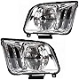 1 Pair Headlights Headlamps Assembly Replacement for 2005 2006 2007 2008 2009 Ford Mustang Chrome Housing Clear Lens Drivers & Passengers Side