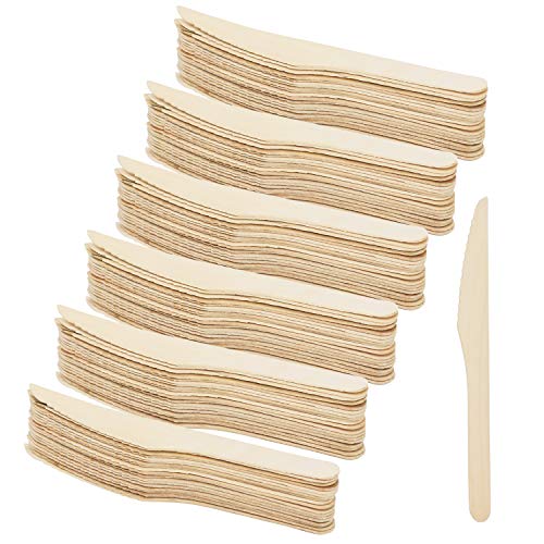com-four® 120-teiliges Holz-Messer-Set - Besteck aus Holz - umweltfreundliches und biologisch abbaubares Holzbesteck - nachhaltige Holzmesser (120 Stück - Holzmesser)