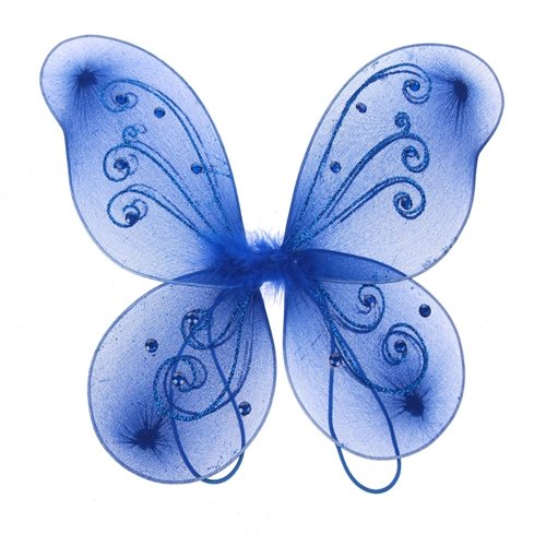 Homeford Organza Nylon Butterfly Wings with Glitters, Kids Size, 12-Inch, Royal Blue