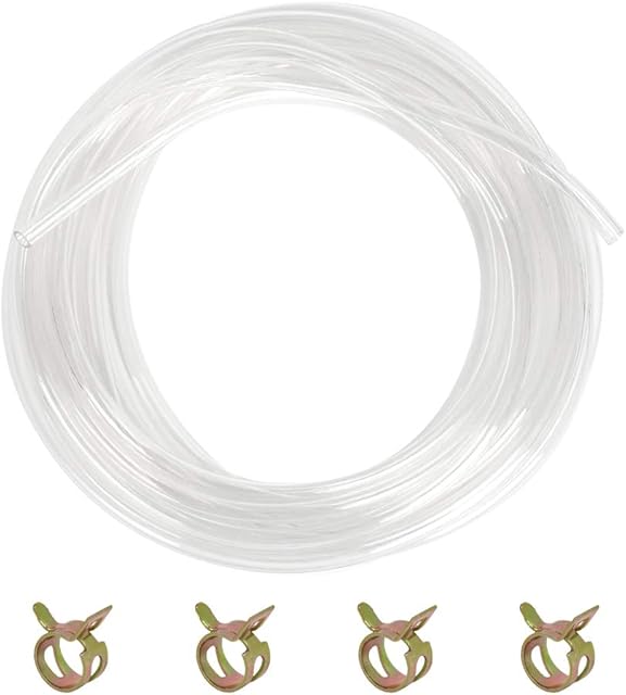 Clear Flexible PVC Tubing Food Grade Water Air Pipe Hose 10 Metres Water Air Pipe Hose 8mm ID x 10mm OD Vinyl Oil Hose Tubing with 4 Hose Clamps Aquarium Pond Hose Pump Home Garden Water Pipe Hose