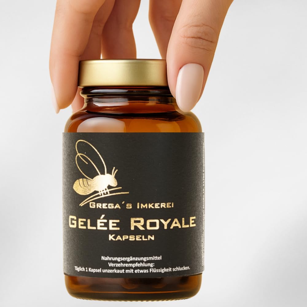 Gelée Royale Kapseln 350 mg 60 Stück (36,3g) Premium Bienenprodukt in pflanzlicher Kapselhülle Nahrungsergänzung ohne künstliche Zusätze Hochwertig & schonend verarbeitet (3x 60 Kapseln (180 Kapseln))