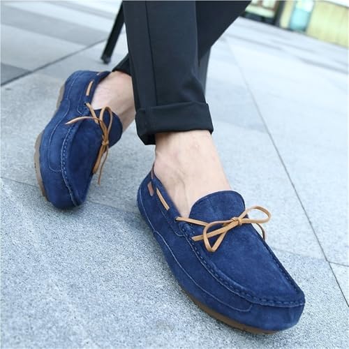 Mens Fashion Loafers Comfortable Casual Prom Slip-on Genuine Leather Round Toe Stitching Details Rubber Sole2