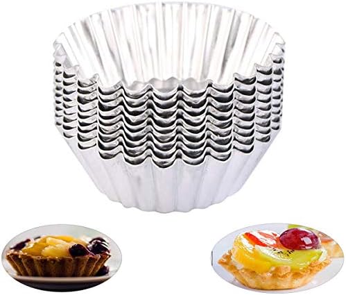 OBTANIM Stainless Steel Mini Tart/Pie Pans, 3 Inch Small Tart/Pie Pan Portuguese Tart Baking Mold Mini Tart/Pie Tins for Baking Supplies, Set of 20