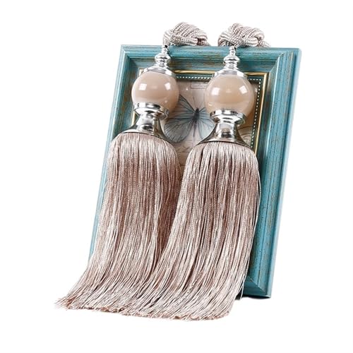 Image of YXINAER Rope Curtain Tie Backs 1 Pair Curtain Tie Backs with Tassel Traditional Tieback Curtain Decorative Accessories(Light coffee)