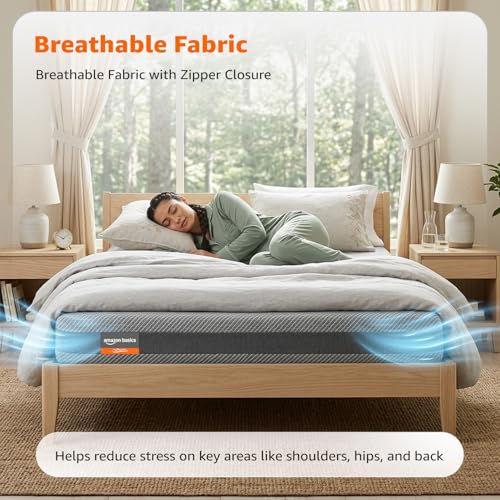 Image of Amazon Basics Orthopedic Classic Comfort Memory Foam Mattress | Queen Size Bed Mattress, 8-Inch Thick | 3-Layer Foam Build, Zero Motion Transfer (78x60x8 Inches, Medium Firm, Zippered Cover)