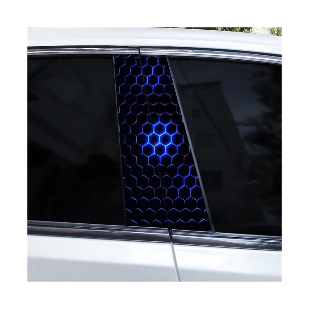 Decorative Items 2pcs Car B-Pillar Stickers Hexagonal Image Waterproof and Scratch-Resistant Car Door Pillar Decoration Stickers(D)