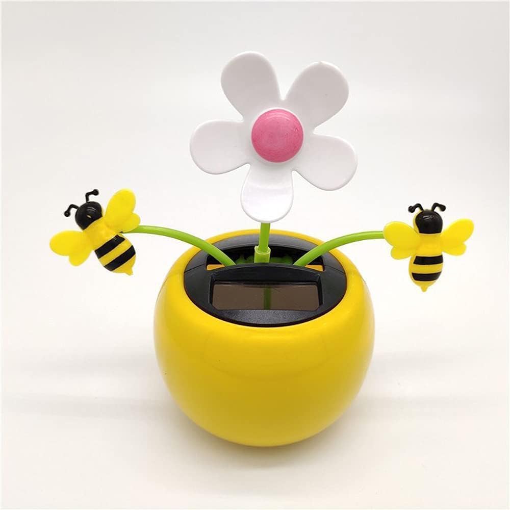 Solar Apple Blossom Bee Dancing FlowerSolar Dancing Ornament, Solar Dancing Figurines, Car Swinging Dancing Car Windowsill Decoration Honey Bee Swing Sunflower, Solar Power Kits