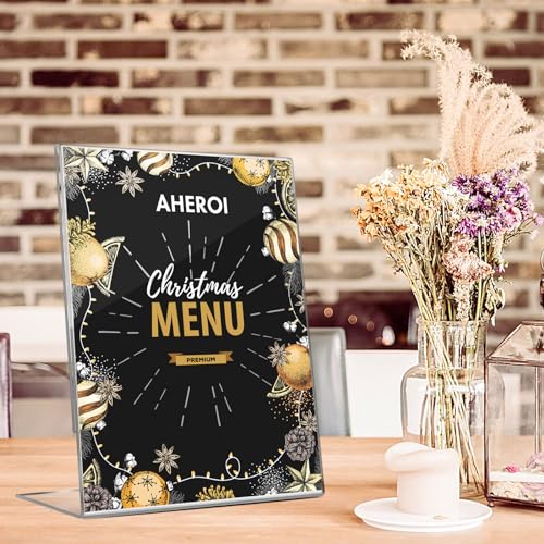 Aheroi 12 PCS Acrylic Sign Display Stands - 8.5 x 11, Clear Plastic Sign Holders for Paper Displays, Home Office Supplies - Image 3