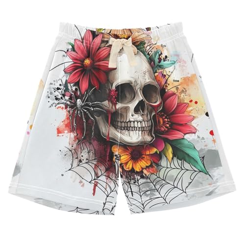 UMIRIKO Gothic Skull Spiders Flower Unisex Baby Toddler Cotton Shorts with Drawstring 2T 202c1044