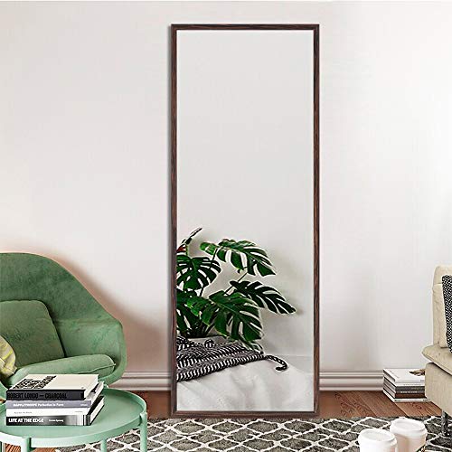 Image of NeuType Full Length Hanging Floor Mirror with Standing Holder Bedroom Locker Room (Walnut Solid Wood)