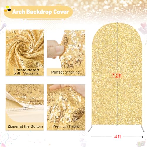 Image of Graduation Arch Cover 7.2Ft Gold Spring Arch Backdrop Cover Chiara Backdrop Cover Balloon Arch Cover Fabric for Wedding Baby Shower Birthday Party Photo Decor