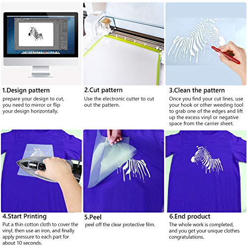 NANAPLUMS Plotterfolie Textil, 30.5cm×4m Transferfolie Plotter Flexfolie für Cricut und Silhouette Cameo, Verwendet in… – Bild 7