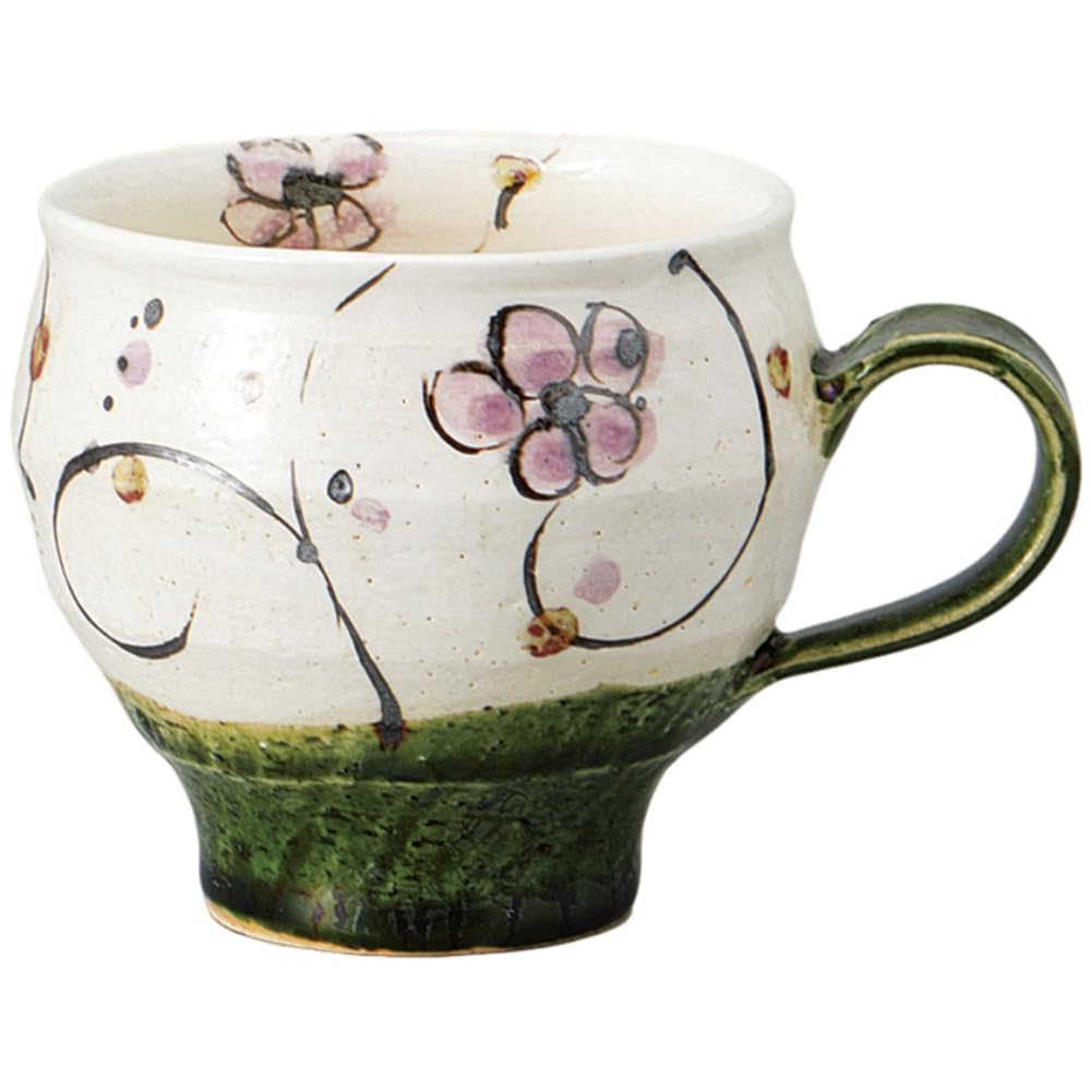 Ale-net Mug 3.4 x 3.0 inches (8.7 x 7.6 cm), 10.1 fl oz (300 cc), Oribe Flower Arabesque Mug, Ceramic, Microwave Safe, Mino Ware, Made in Japan : Home & Kitchen